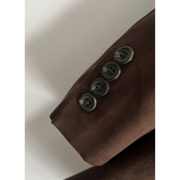 Chaps Sportscoat Men's 40R Dark Brown Lined Brushed Faux Suede Pockets Blazer - Picture 5 of 9